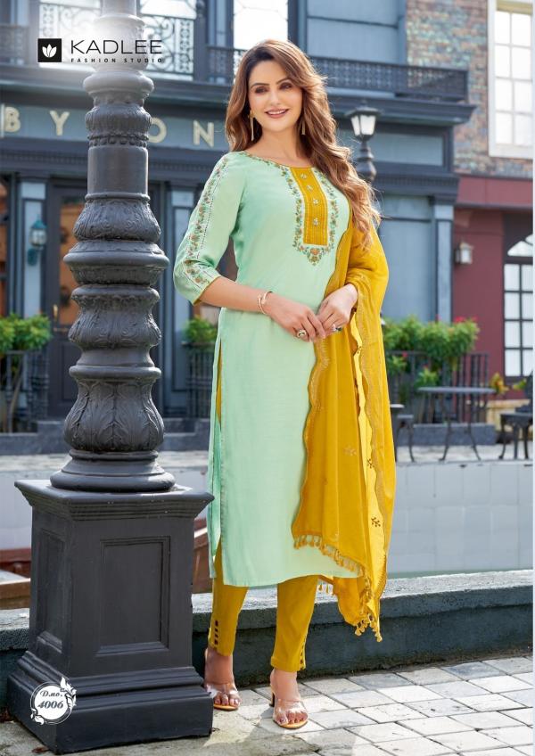 Kadlee Mannat Fancy Viscose Kurti With Bottom Dupatta Collection